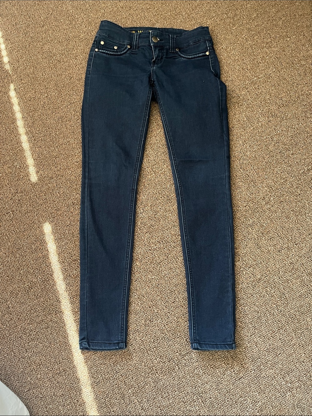 Women's Dark Blue Low-Rise Skinny Jeans - Slim Stretch Fit